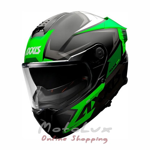 Motorcycle helmet AXXIS HAWK SV EVO IXIL A6, size L, black with green