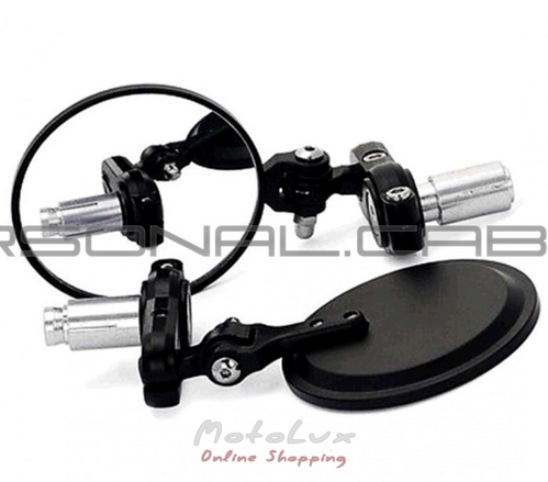 Motorcycle handlebar mirrors, metal D-80mm, inside d- 22mm