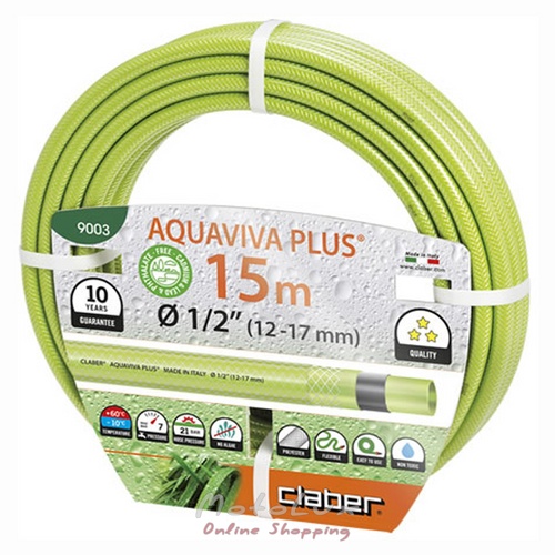 Шланг поливочный Claber Aquaviva Plus 1/2 inch 15 м салатовый