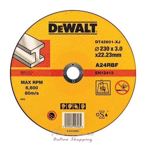 Cutting wheel DeWALT DT42601, for metal, 230x3x22.2 mm