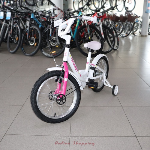 Children's bicycle 16 Neuzer BMX, white with pink