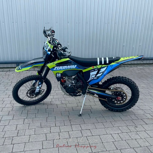 Enduro motocykel ZUUMAV S8 NC 450, modrá so zelenou