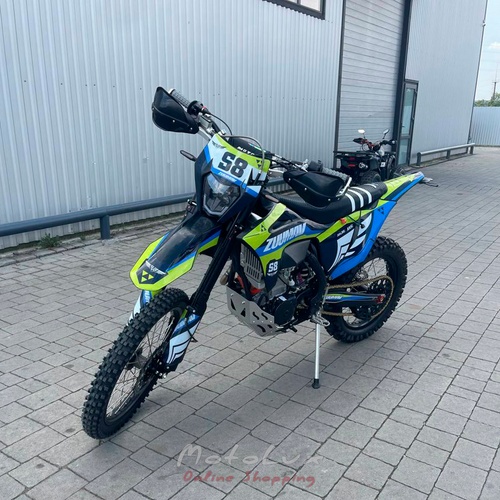 Enduro motocykel ZUUMAV S8 NC 450, modrá so zelenou