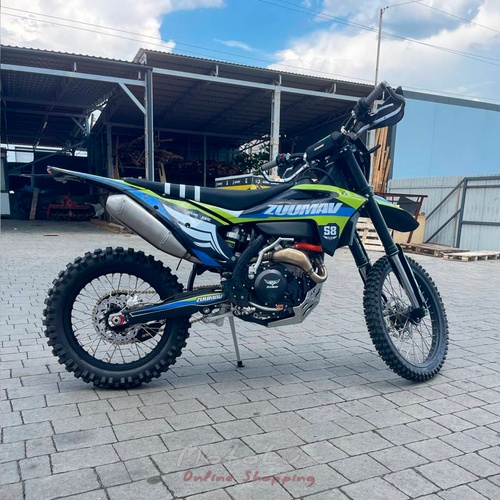 Enduro motocykel ZUUMAV S8 NC 450, modrá so zelenou