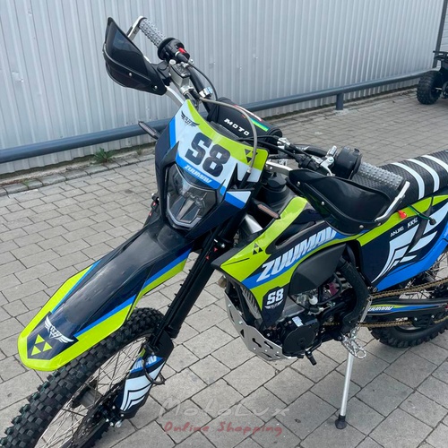 Enduro motocykel ZUUMAV S8 NC 450, modrá so zelenou