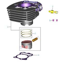 Cylinder, Piston+Rings+Finger for Bajaj V15 Motorcycle