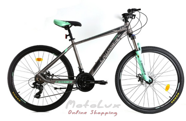 Bicykel Crosser Quick, koles&aacute; 26, r&aacute;m 17, &scaron;ed&aacute; n zelen&aacute;
