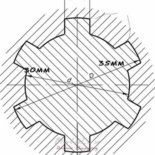 Кардан для фрези 6х6 усилений, зі сривной болтом