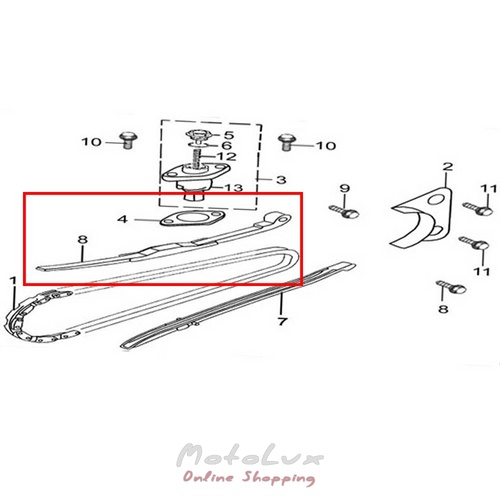 Starter Chain Slider (Large) for a Hunter Cobra 125 Motorcycle