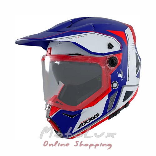 Motorcycle helmet Axxis Wolf DS Roadrunner C7, size XXL, blue with white