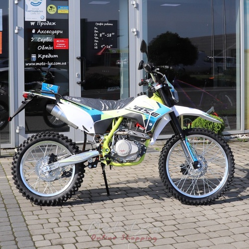 Мотоцикл BSE J3D Enduro, белый с синим и салатовым