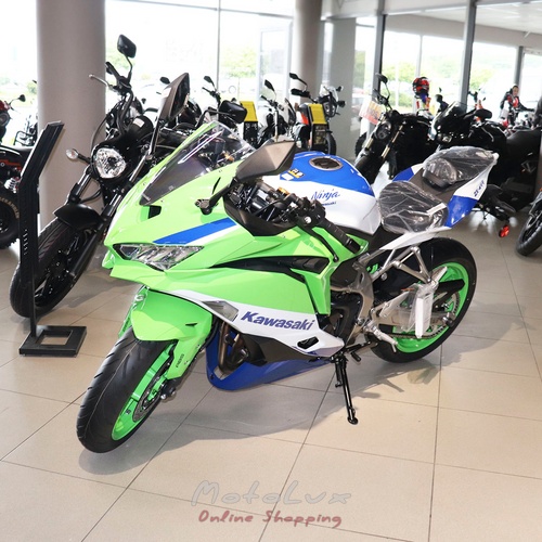 Sport motorkerékpár Kawasaki Ninja ZX 4RR, zöld fehérrel és kékkel, 2024