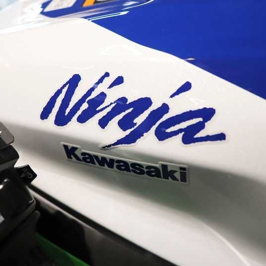 Sports motorcycle Kawasaki Ninja ZX 4RR, green with white and blue