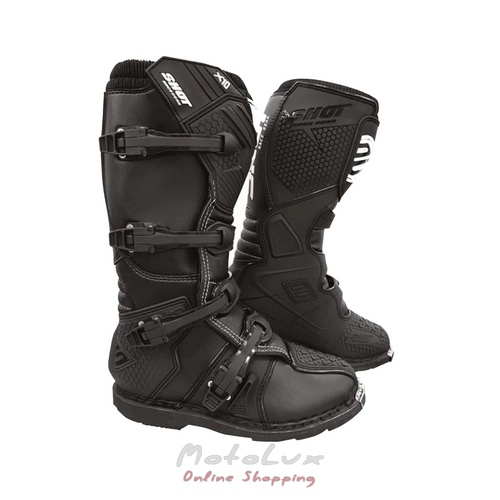 Shot Racing X-ONE Moto Boots, Size 43, Black