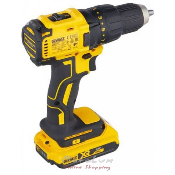 Акумуляторний дриль-шурупокрут DeWALT, безщітковий  XR-Lion 18B, 2 Ar, 65 Нм, 500-1750 об/хв