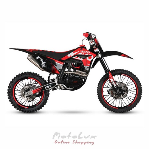 Kayo T4 300 Enduro Motorcycle, Black with Red, 2024