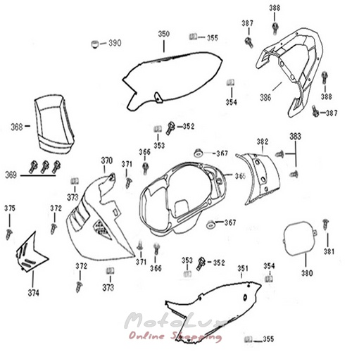 Plast zadné vrchné maľované čierne (červené, oranžové, modré) na skúške Speed Gear Matrix 150