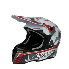 Motorcycle helmet Exdrive EX 806 MX matte, size XL, white with red