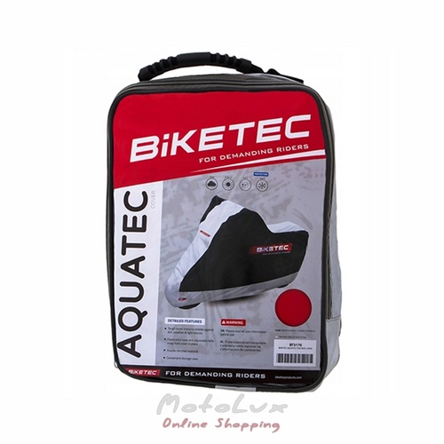 Biketec Aquatec Motorcycle Cover, Size XL, Black with Grey