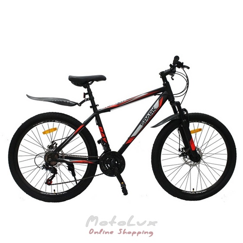 Spark Bay mountain bike, 26-inch wheel, 17-inch frame, black with red