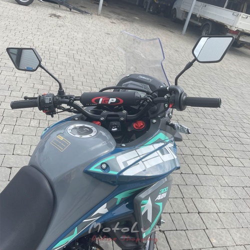 Geon ADV 300 touring motorcycle, gray with turquoise, 2024