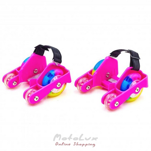 Heels rollers with a sliding system Record Flashing Wheel SK 6376, ABEC 7, four-wheel, pink