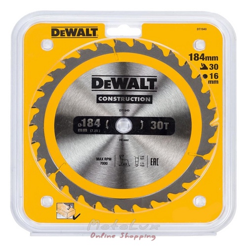 Saw blade DeWALT DT1940, universal 184mm