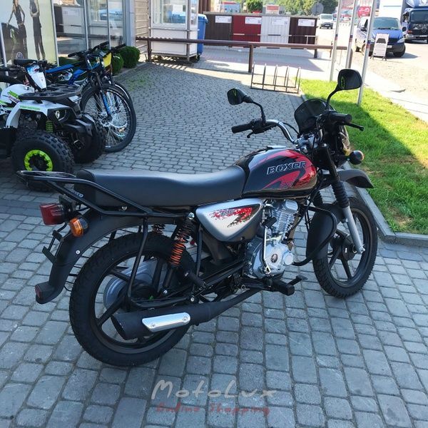 Мотоцикл дорожній Bajaj Boxer BM125X, чорний з червоним