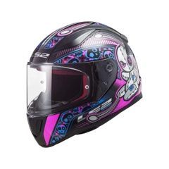 LS2 FF353 Rapid Mini Voodoo motoros sisak, S-es m&eacute;retű, fekete r&oacute;zsasz&iacute;nnel