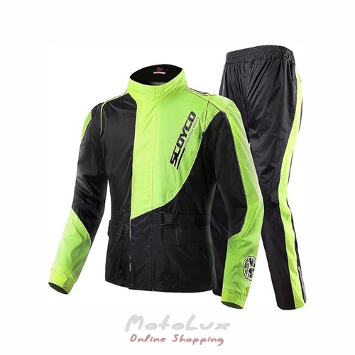 Scoyco RC01 rain suit, size L, black with green