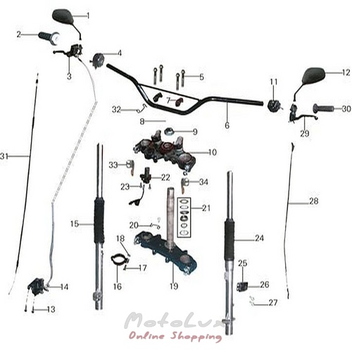 Washer resistant epiploon of the forward shock-absorber on the X-Road motorcycle