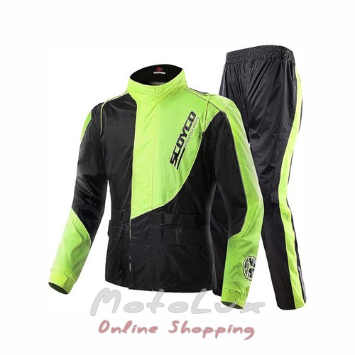 Scoyco RC01 rain suit, size S, black with green
