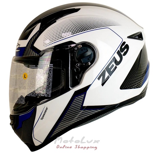 Moto prilba Zeus ZS 811 A6, modrá s bielou