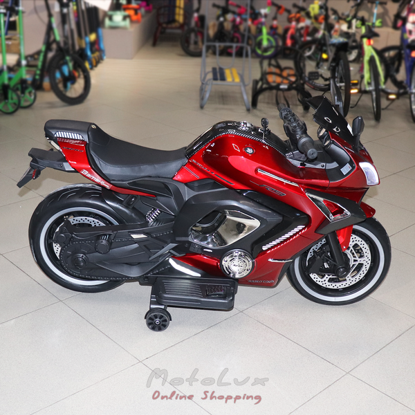 Detsk&yacute; elektrick&yacute; motocykel Bambi M 5774ELS-3, červen&yacute;