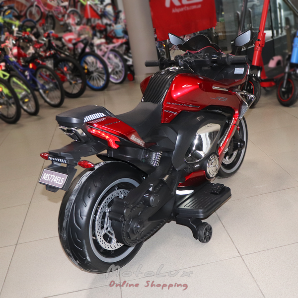 Detsk&yacute; elektrick&yacute; motocykel Bambi M 5774ELS-3, červen&yacute;