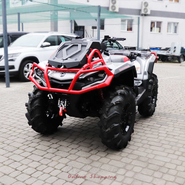 BRP Outlander X MR 1000R Utility ATV, Gray with Red, 2024