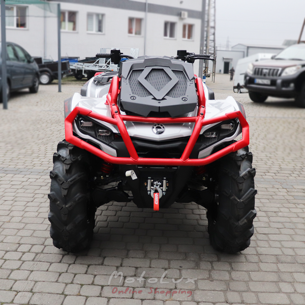 BRP Outlander X MR 1000R Utility ATV, Gray with Red, 2024