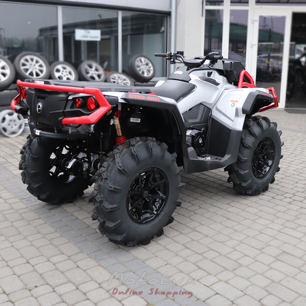 BRP Outlander X MR 1000R Utility ATV, Gray with Red, 2024
