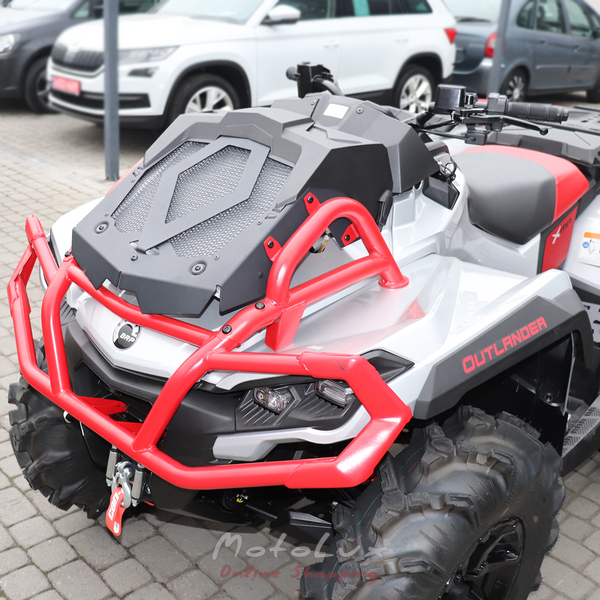 BRP Outlander X MR 1000R Utility ATV, Gray with Red, 2024