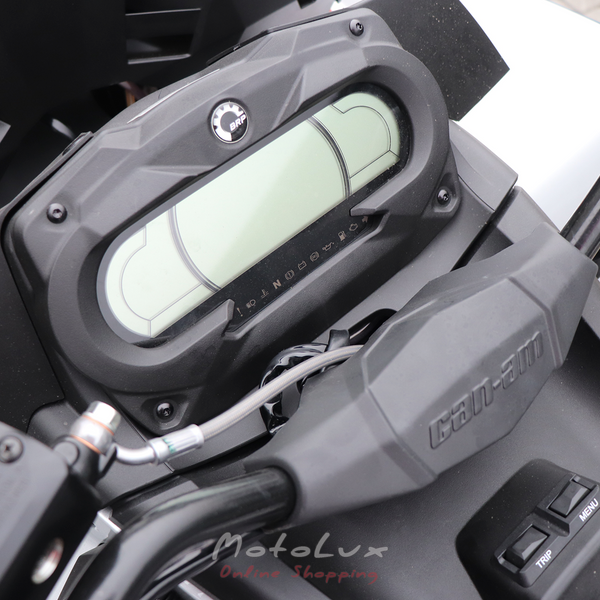 BRP Outlander X MR 1000R Utility ATV, Gray with Red, 2024