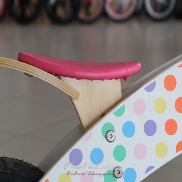 Children's begovel Kiddi Moto Kurve, wheel 12, white with color dots