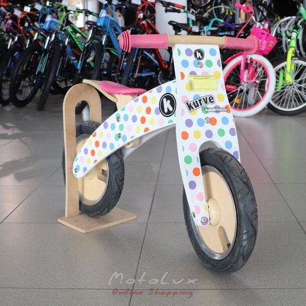 Children's begovel Kiddi Moto Kurve, wheel 12, white with color dots