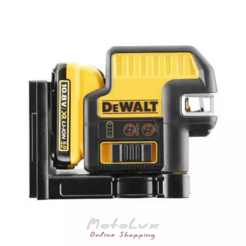 DEWALT lézeres pontszint, 12V XR Li-lon/AA adapter, piros sugár, 1 db 2 Ar akkumulátor, töltő