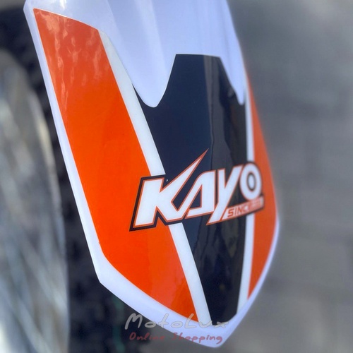 Enduro motorcycle Kayo T2 250, white and orange, 2024