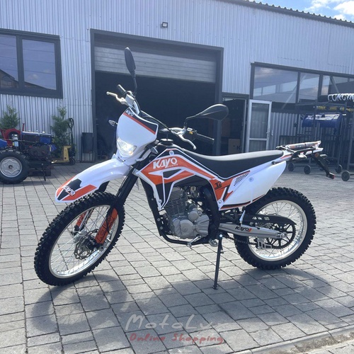 Enduro motorcycle Kayo T2 250, white and orange, 2024