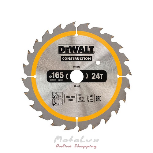 Saw blade DeWALT DT1946, Construction, size 136 by 10 mm, number of teeth 16, tooth geometry ATB