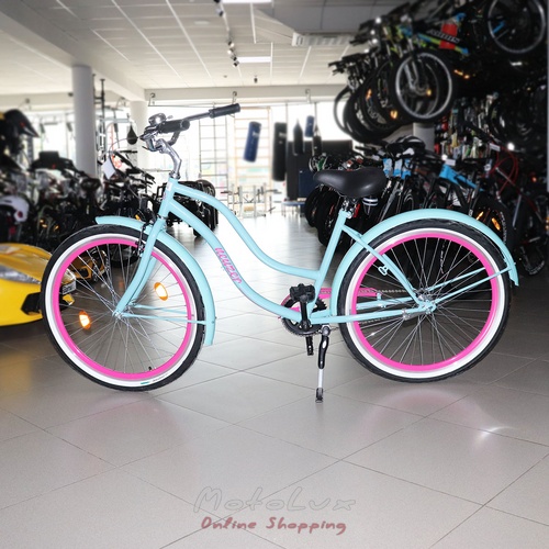 Neuzer Sunset road bike, 26 wheels, 17 frame, turquoise pink