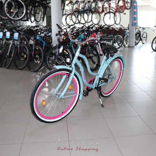 Neuzer Sunset road bike, 26 wheels, 17 frame, turquoise pink