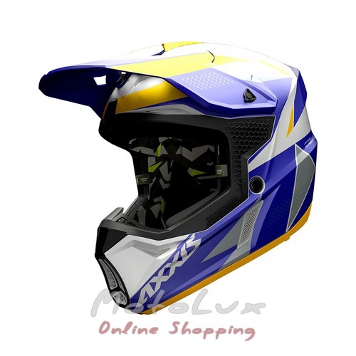 Motorcycle helmet AXXIS Wolf Bandit C3 Matt Yellow, size L, blue