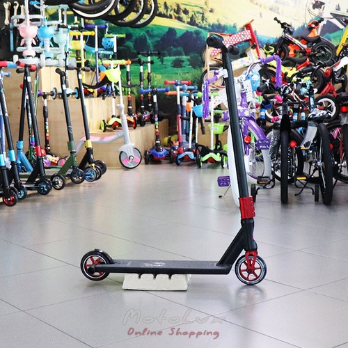 Stunt scooter Titan 5.0 - 115 mm with pegs, black-red